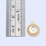10pcs CZ Paved Moon Star Charms 14x11.5mm, 18K Brass, Pendants