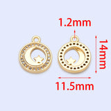 10pcs CZ Paved Moon Star Charms 14x11.5mm, 18K Brass, Pendants