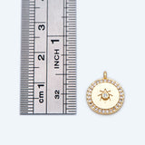10pcs CZ Paved Round Sun Charms 14x11mm, 18K plated Brass