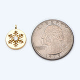 10pcs CZ Paved Snowflake Charms, Brass Findings, Snowflake Necklace