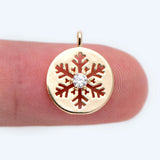 10pcs CZ Paved Snowflake Charms, Brass Findings, Snowflake Necklace