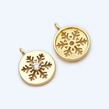 10pcs CZ Paved Snowflake Charms, Brass Findings, Snowflake Necklace