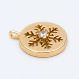 10pcs CZ Paved Snowflake Charms, Brass Findings, Snowflake Necklace