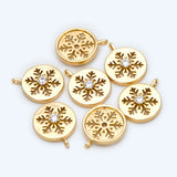 10pcs CZ Paved Snowflake Charms, Brass Findings, Snowflake Necklace