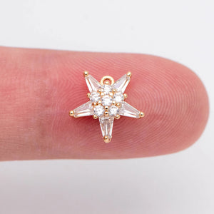 10pcs CZ Paved Star Charm Pendant 10mm, Earring Findings, Jewelry Making