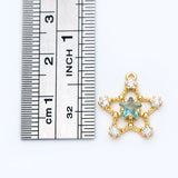 10pcs CZ Paved Star Charms 16x14mm, Plated Brass, Rhinestone Pendants
