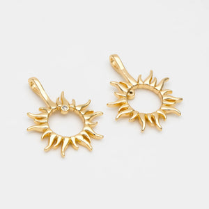 10pcs CZ Paved Sun Charms, Sun Pendants for Jewelry Making DIY (GB-3497)