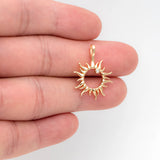 10pcs CZ Paved Sun Charms, Sun Pendants for Jewelry Making DIY (GB-3497)