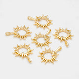 10pcs CZ Paved Sun Charms, Sun Pendants for Jewelry Making DIY (GB-3497)