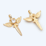 10pcs CZ Paved Wing Sword Pendant for Jewelry Making