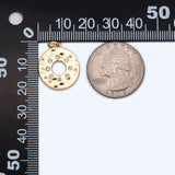 10pcs CZ Paved Hammered Circle Charm, 18K Plated Brass