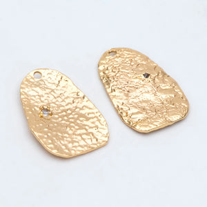 10pcs CZ Paved Hammered Irregular Charm 18K Plated Geometric Pendants
