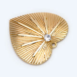 10pcs CZ Paved Heart Pendants, 18K Plated Brass, Heart Charms