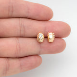 10pcs CZ Paved Spacer Beads, Plated Brass, DIY Jewelry Making Supplies (GB-3499)