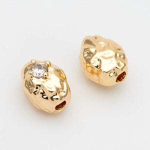 10pcs CZ Paved Spacer Beads, Plated Brass, DIY Jewelry Making Supplies (GB-3499)