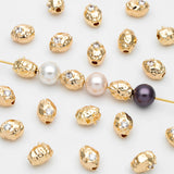 10pcs CZ Paved Spacer Beads, Plated Brass, DIY Jewelry Making Supplies (GB-3499)