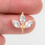 CZ Paved Leaf Ear Post 17x14mm, Crawler Earrings, Dainty Studs
