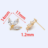 CZ Paved Leaf Ear Post 17x14mm, Crawler Earrings, Dainty Studs