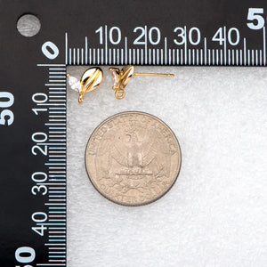 10pcs CZ Paved Leaf Ear Posts, Plated Brass, Jewelry Making Diy Accessories