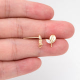 10pcs CZ Paved Leaf Ear Posts, Plated Brass, Jewelry Making Diy Accessories