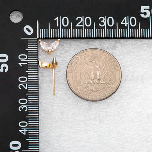 10pcs CZ Paved Leaf Ear Posts, Jewelry Supplies