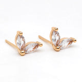 10pcs CZ Paved Leaf Ear Posts, Jewelry Supplies
