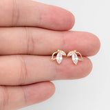10pcs CZ Paved Leaf Earring, Flower Earring, Brass Plated