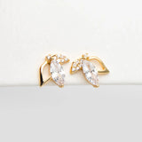 10pcs CZ Paved Leaf Earring, Flower Earring, Brass Plated