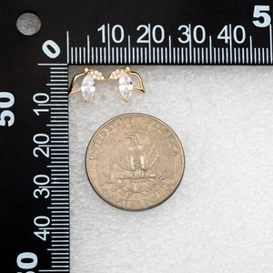 10pcs CZ Paved Leaf Earring, Flower Earring, Brass Plated