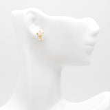 10pcs CZ Paved Leaf Earring Posts, Flower Earring, Plated Brass