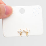 10pcs CZ Paved Leaf Earring Posts, Flower Earring, Plated Brass