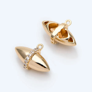 10pcs CZ Paved Oval Charm Plated Brass Pendant 9x13mm