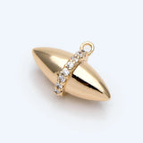10pcs CZ Paved Oval Charm Plated Brass Pendant 9x13mm