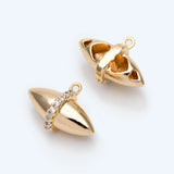 10pcs CZ Paved Oval Charm Plated Brass Pendant 9x13mm