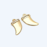10pcs CZ Paved Ox Horn Charm Earring Findings Jewelry DIY Supplies