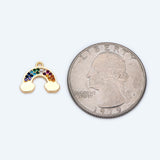 10pcs CZ Paved Rainbow Charms 10x12mm, 18K plated Brass Pandents
