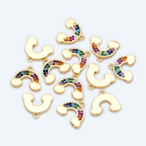 10pcs CZ Paved Rainbow Charms 10x12mm, 18K plated Brass Pandents