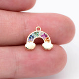 10pcs CZ Paved Rainbow Charms 10x12mm, 18K plated Brass Pandents