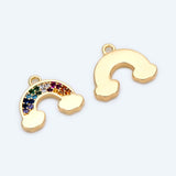10pcs CZ Paved Rainbow Charms 10x12mm, 18K plated Brass Pandents