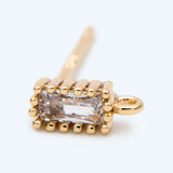Rectangle CZ Earring Studs, 18K Plated Ear Posts, Geometric Findings