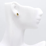 10pcs CZ Paved Rectangle Earring Studs, 18K Plated Brass Ear Posts