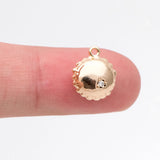 10pcs CZ Paved Round Charms 12x10mm, 18K Plated Brass