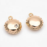 10pcs CZ Paved Round Charms 12x10mm, 18K Plated Brass