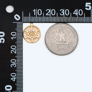 10pcs CZ Paved Snowflake Charm, 18K Plated Brass, Disk Pendants