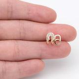 CZ Paved Safety Pin Ear Cuff, Dainty Earring (GB-2073)
