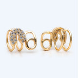 CZ Paved Safety Pin Ear Cuff, Dainty Earring (GB-2073)