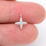 10pcs CZ Paved Silver Cross Charms 10x8.5mm, Rhodium plated Brass