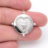 10pcs CZ Paved Heart Evil Eye Charm 25x23mm, DIY Jewelry Making