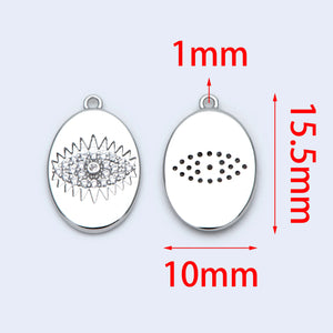 10pcs CZ Paved Silver Evil Eye Charm 15.5x10mm