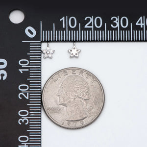 10pcs CZ Paved Silver Tone Tiny Flower Charms, Flower Pendant